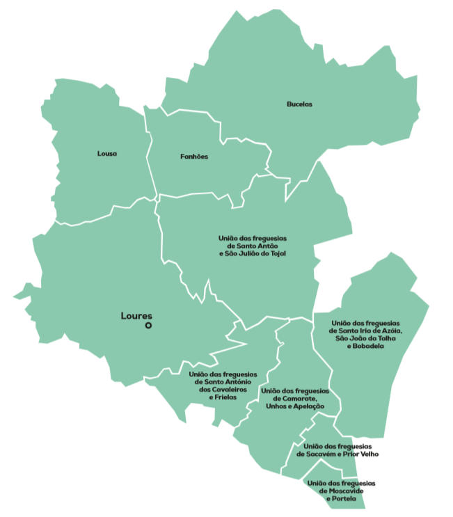 Mapa de Loures, distrito de Lisboa &copy; CM de Loures, ilustração