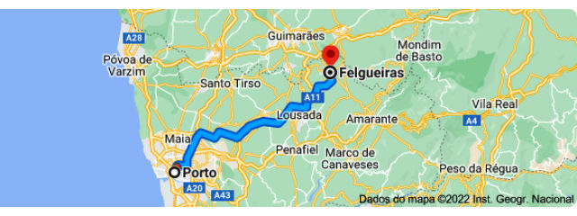 Como chegar a Felgueiras, Vale do no Sousa, Distrito do Porto, Douro Litoral (Região Norte) &copy; Google