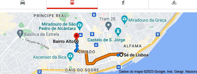 Da Sé (Catedral de Lisboa ao Bairro Alto, Freguesia da Misericórdia, Lisboa &copy; Google