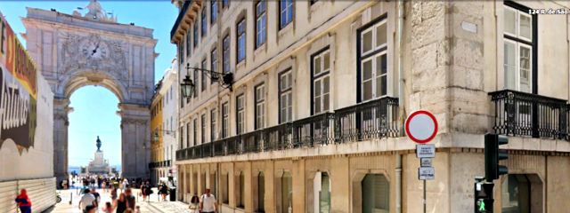 Vista da Praça do Comércio desde a Rua de São Julião, Freguesia da Misericórdia, Lisboa &copy; Google Earth Pro