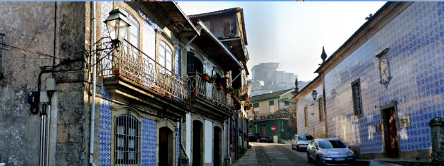 Facades with tiles (detail) in Penafiel, in Sousa, Porto District, Douro Litoral (Northern Region) &copy; Google Earth Pro