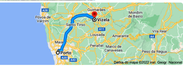 Do Porto a Vizela, no Vale do Ave, Distrito de Braga, Minho (Região Norte) &copy; Google